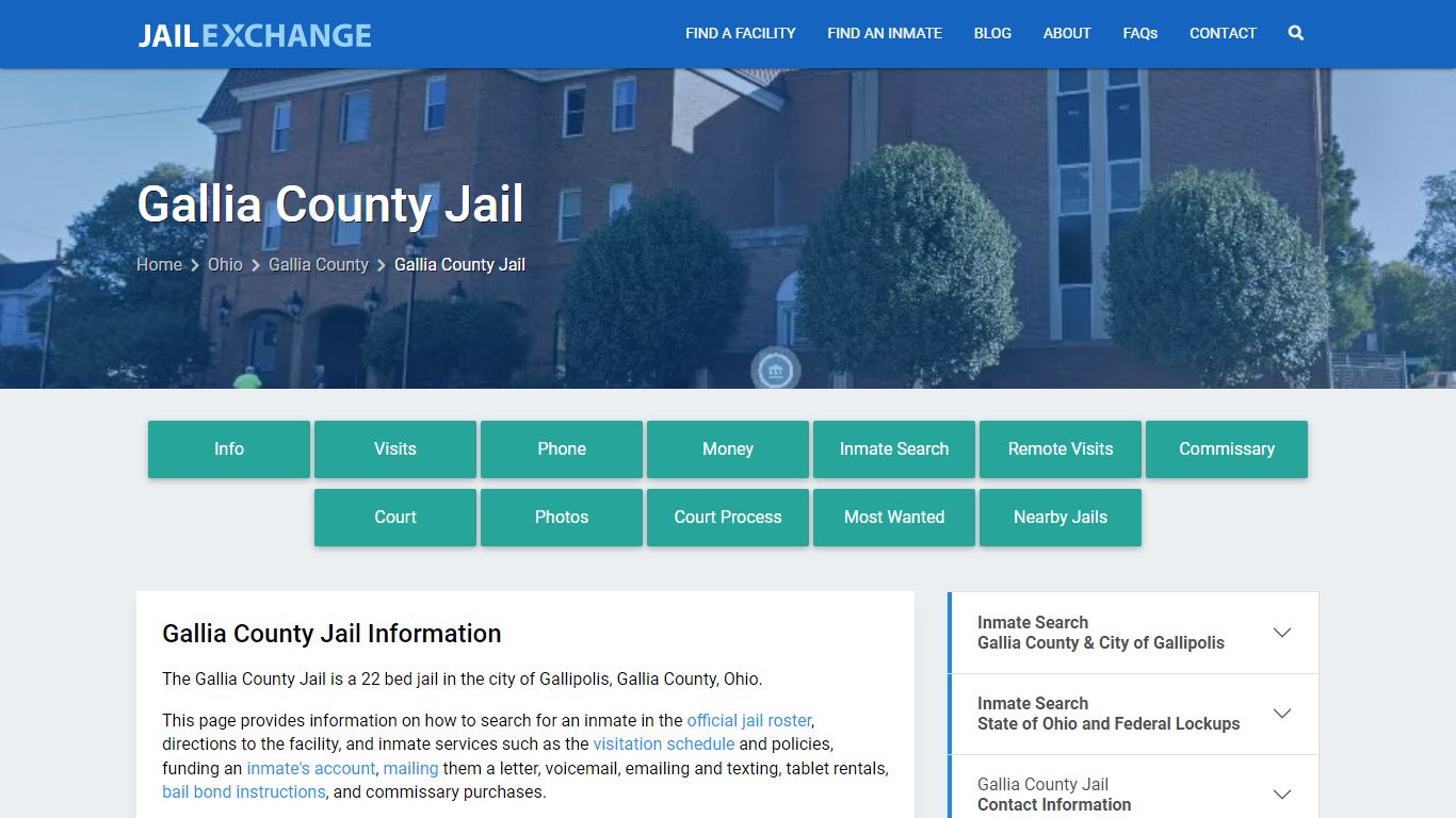 Gallia County Jail, OH Inmate Search, Information
